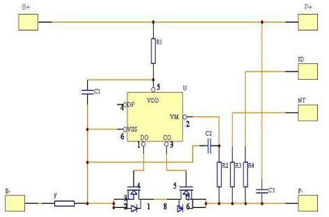 12V鋰電池保護板電路圖-鋰電池保護板工作原理及短路、過充電等控制原理分析-KIA MOS管