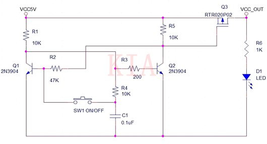 【經(jīng)典電路】雙穩(wěn)態(tài)一鍵開關(guān)機電路分享-KIA MOS管