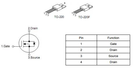 5N60場效應(yīng)管參數(shù)代換 5N60引腳圖 5N60E參數(shù)4.5A600V-KIA MOS管