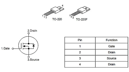 12N60參數(shù)代換 12N60場效應管 12N60引腳圖TO-220-KIA MOS管