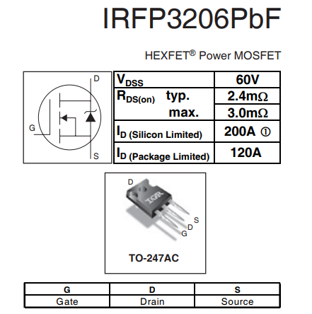 60v 200a,irfp3206場效應(yīng)管參數(shù),irfp3206引腳-KIA MOS管