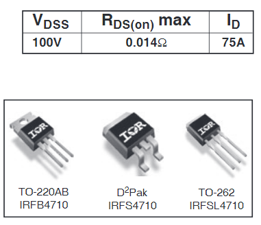 irfb4710場效應(yīng)管參數(shù),代換