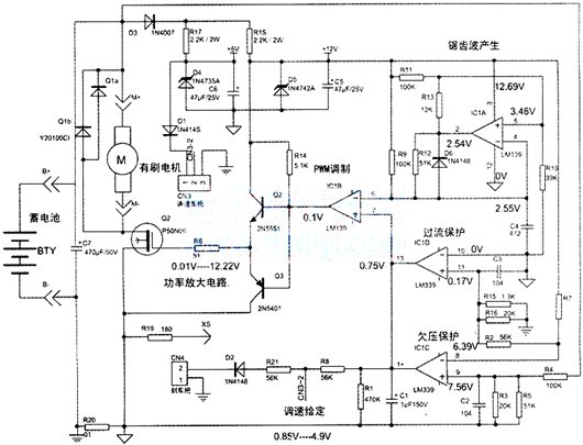 電動(dòng)車(chē)控制器,有刷電機(jī)控制器電路圖分享-KIA MOS管